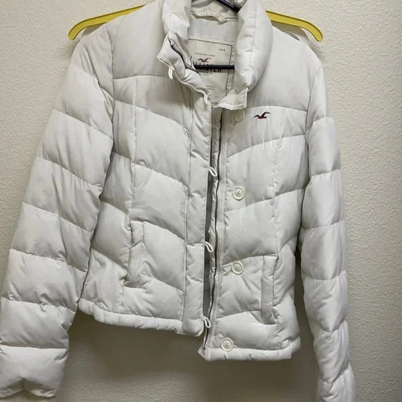 Hollister フード付きダウンジャケット S ホワイト HOLLISTER FAUX FUR LINED ALL WEATHER PUFFER JACKET CREAM